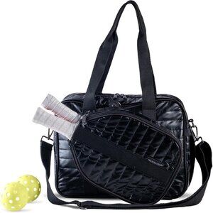 Women Black Pickle Ball Bag Detachable Paddle Case Adjustable Shoulder Strap Bag